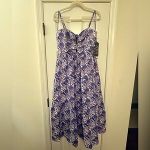 Hyacinth House Purple Multi Floral Corinne Cut-out midi dress